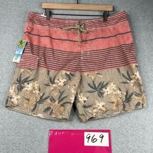 Panama Jack Board Shorts Mens 38 Pink Beige Tropical print New NWT